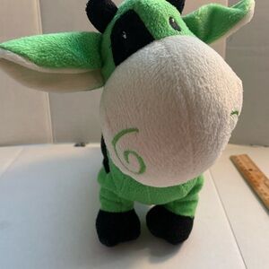 Green and Black Plush Cow Toy